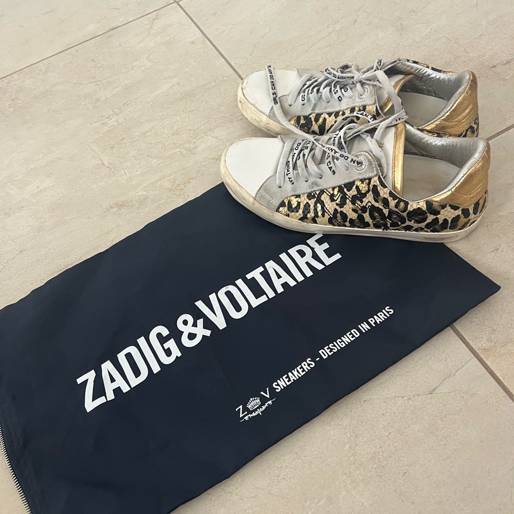 Zadig and Volatair metallic leather leopard wild print size 7.5 euro 38 - Picture 8 of 9
